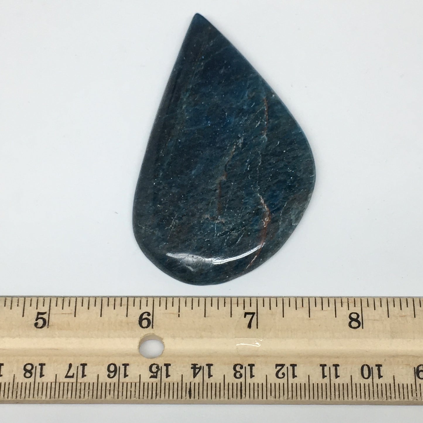 47.2g, 3.2"x1.8" Blue Apatite Cabochon Large Pear Shape @Madagascar,B1699