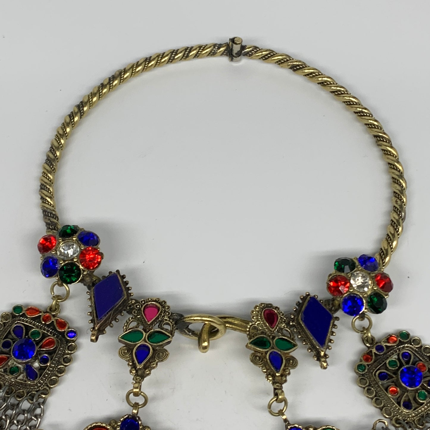 250g, 10"x5.25"Kuchi Turkmen Choker Necklace Multi-Color Tribal Gypsy Beho,B1416