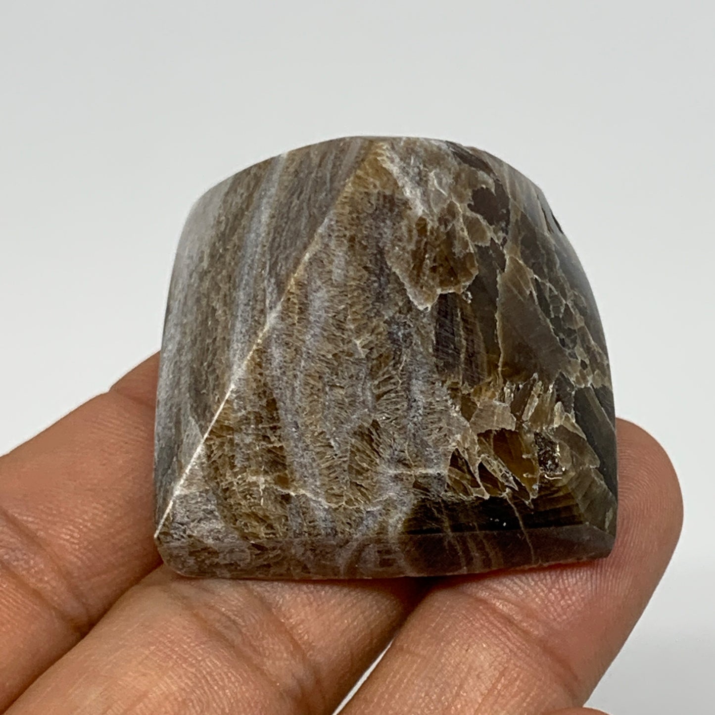 48.4g, 1.5"x1.5"x1.5" Chocolate/Gray Onyx Pyramid Gemstone @Morocco, B18991