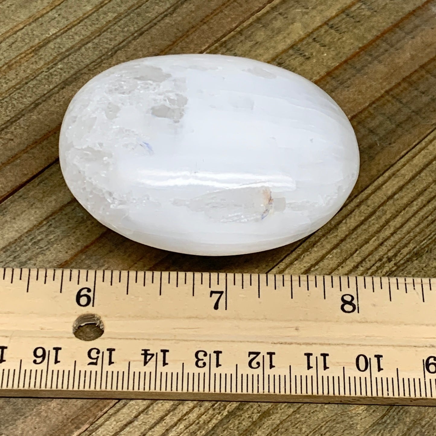 83g, 2.3"x1.9"x1", White Selenite Palmstone Crystal Reiki Morocco, B11801