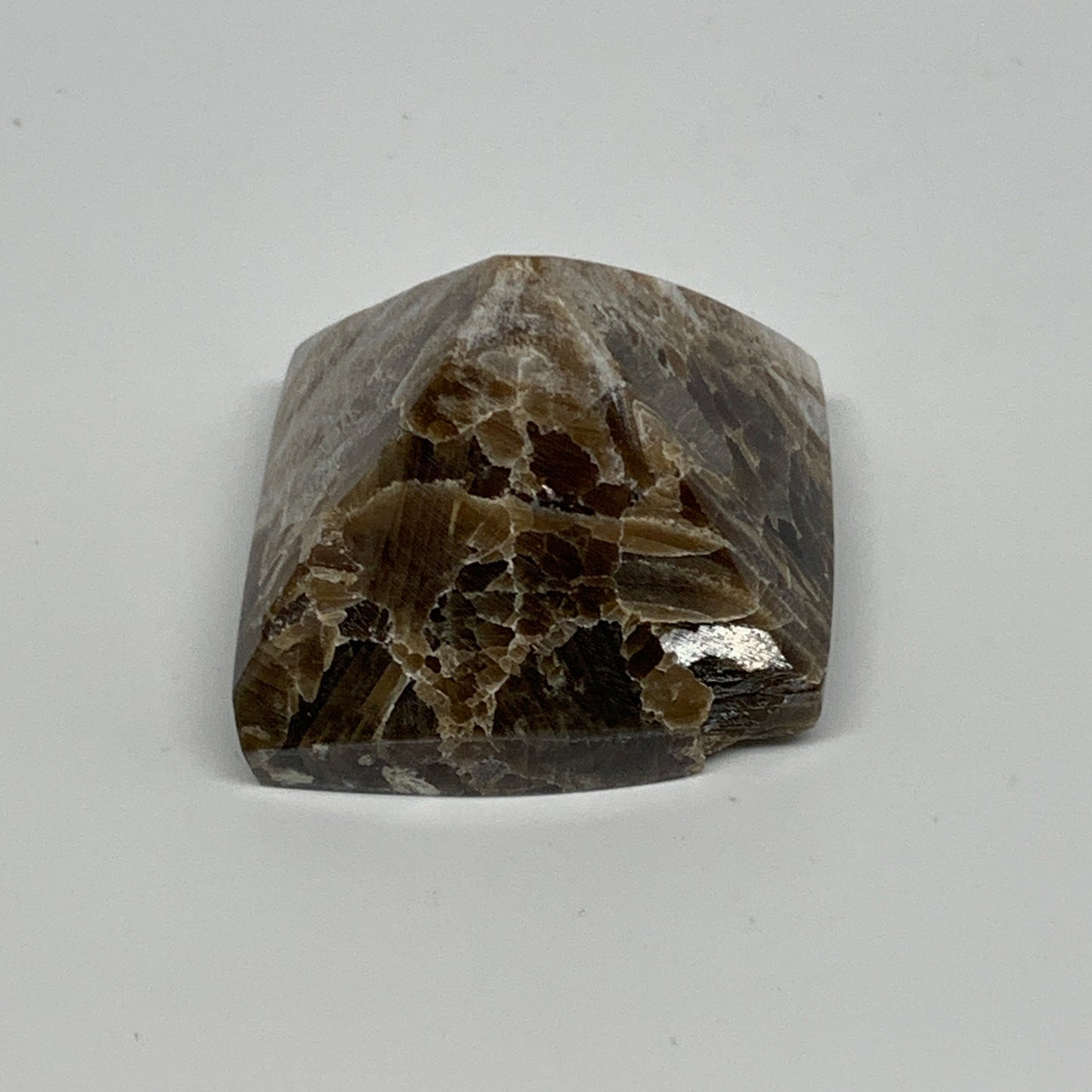 48.4g, 1.5"x1.5"x1.5" Chocolate/Gray Onyx Pyramid Gemstone @Morocco, B18991