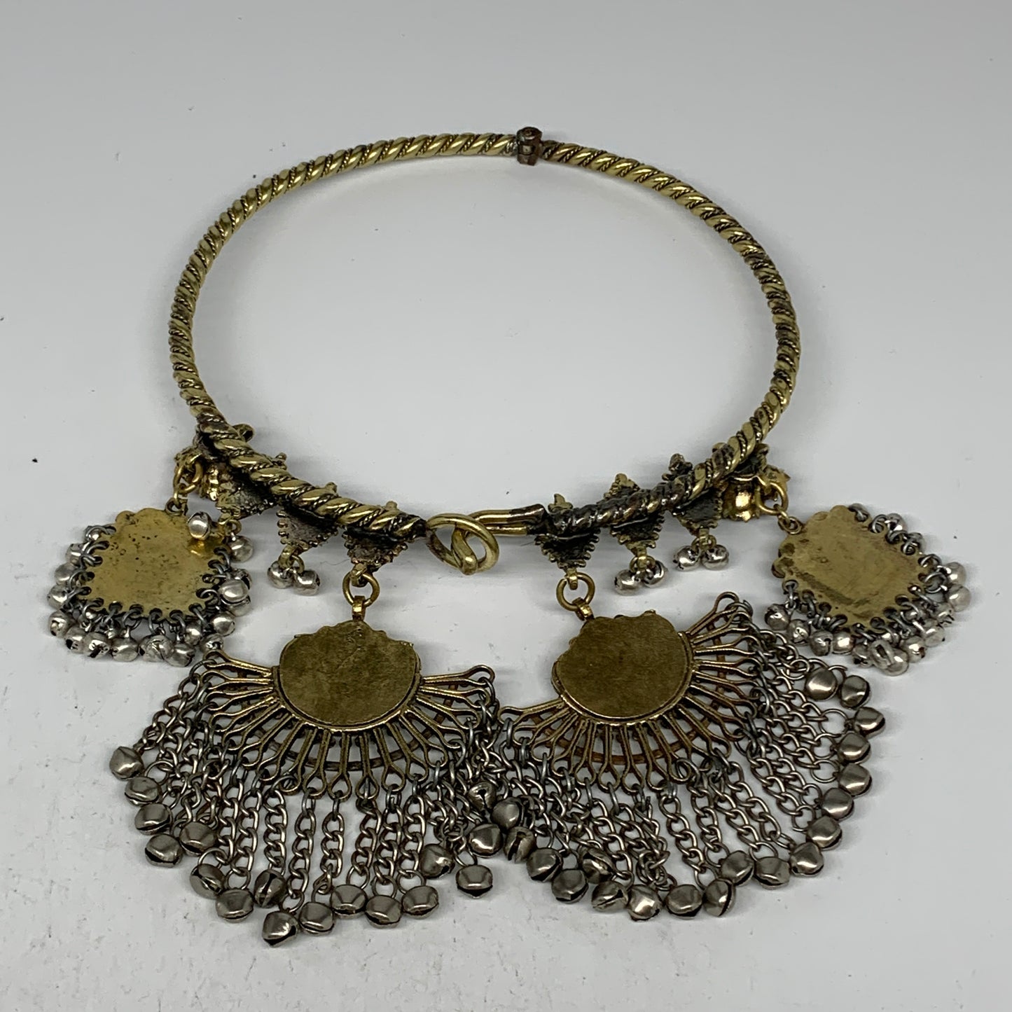 240g, 9.5"x5.5"Kuchi Turkmen Choker Necklace Multi-Color Tribal Gypsy Beho,B1416