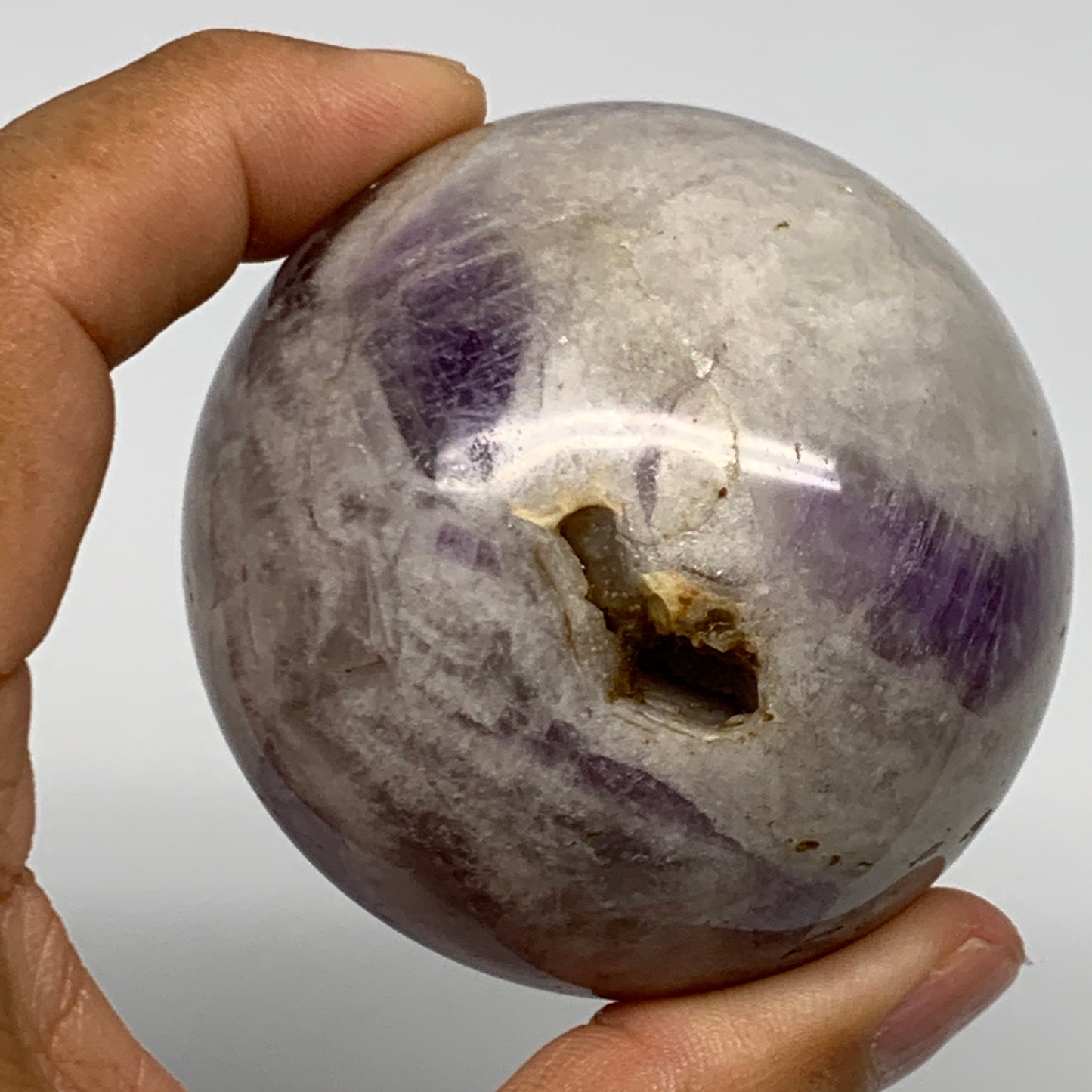 291.7g, 2.4", Banded Amethyst Sphere Crystal Polished Reiki @Madagascar, B15888