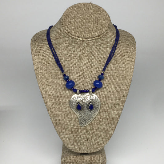 1pc,Turkmen Necklace Pendant Statement Tribal Lapis Lazuli Beaded,20-21",BN87