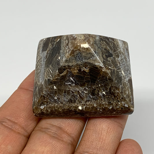 51.6g, 1.2"x1.6"x1.5" Chocolate/Gray Onyx Pyramid Gemstone @Morocco, B18994