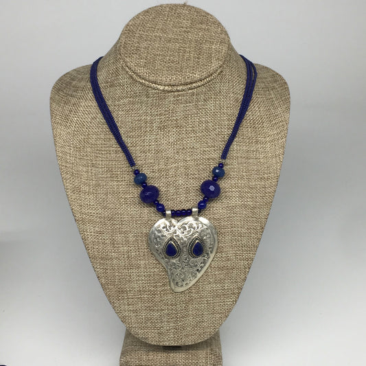 1pc,Turkmen Necklace Pendant Statement Tribal Lapis Lazuli Beaded,20-21",BN88
