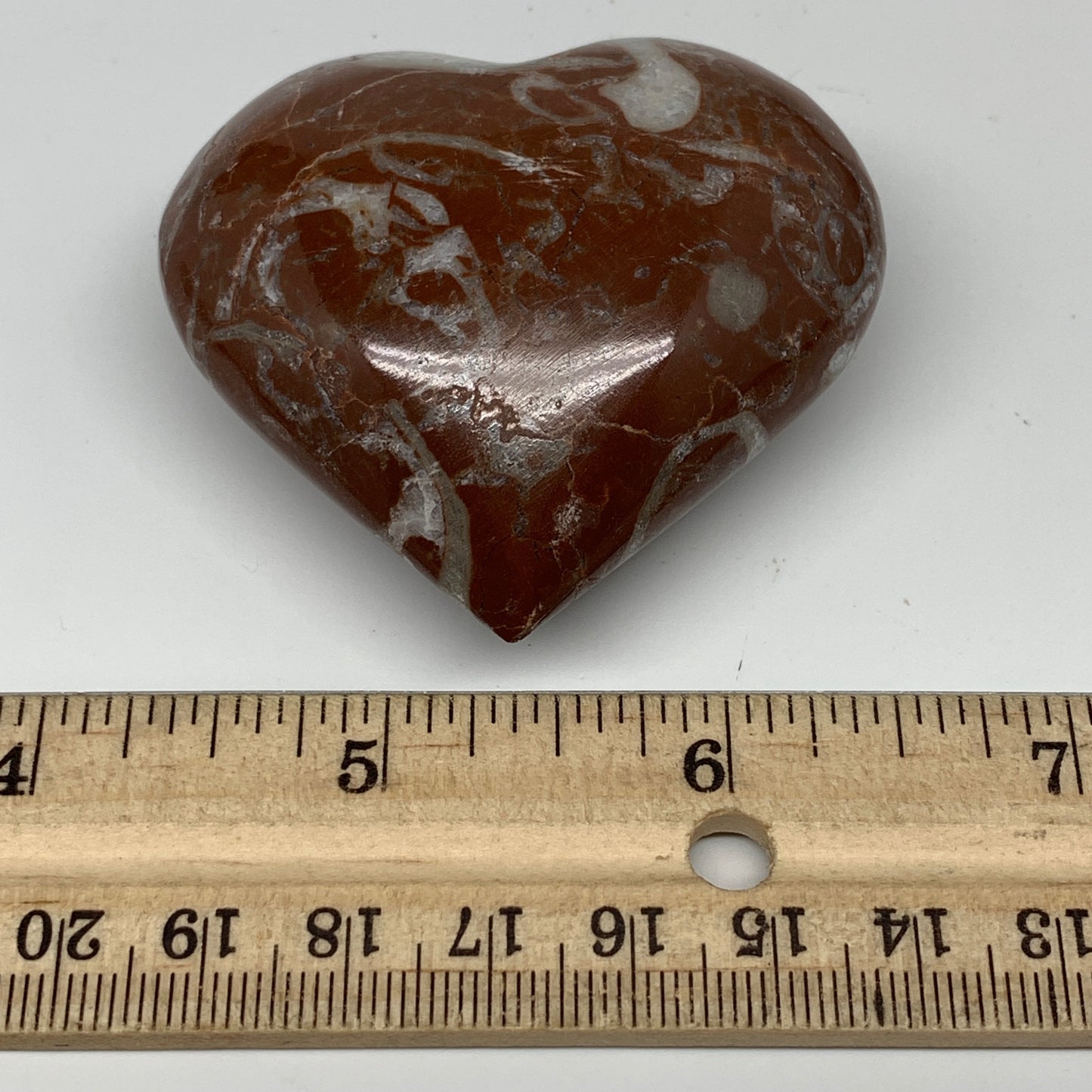 99.7g,2.1"x2.3"x1"Natural Untreated Red Shell Fossils Heart Reiki Energy,F936