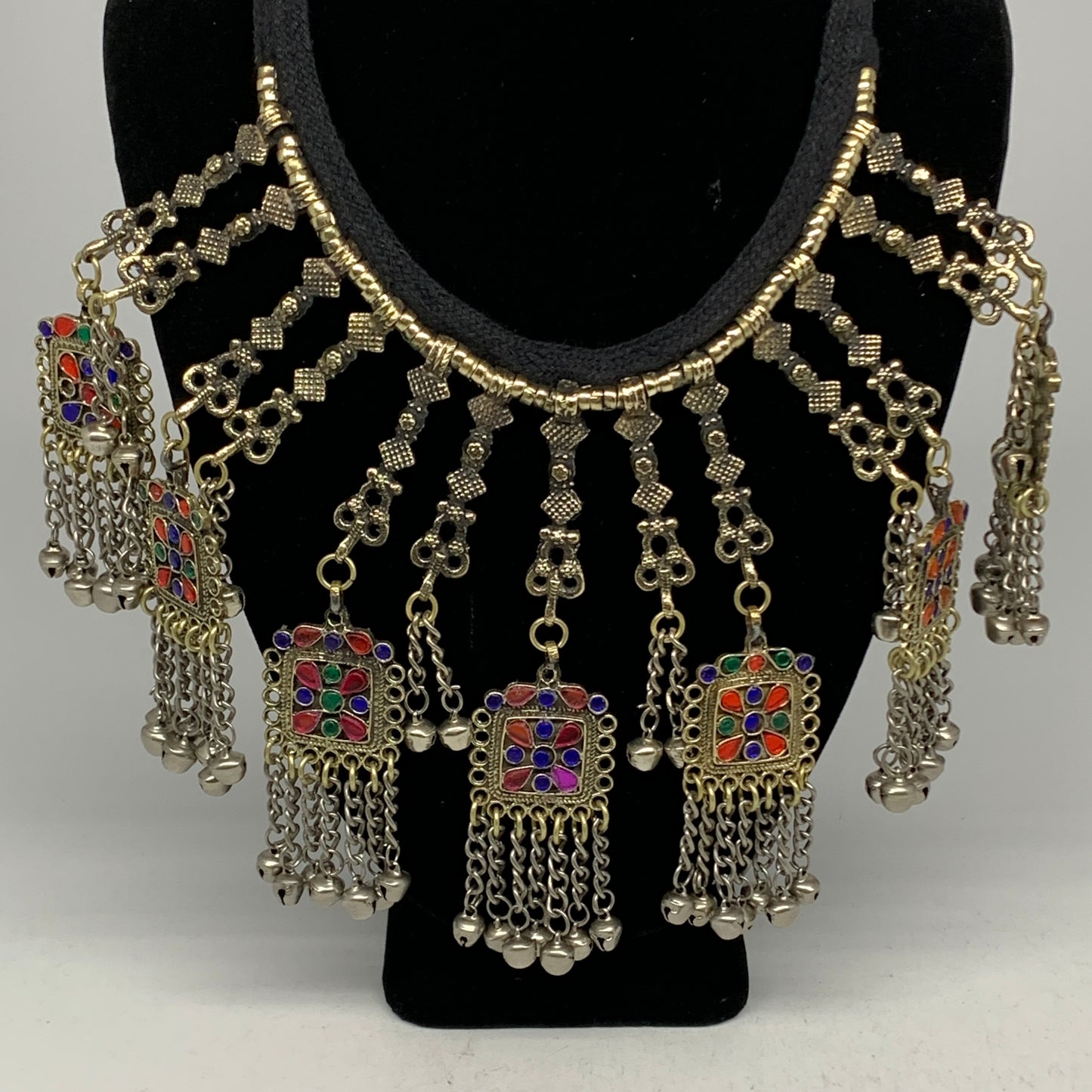 205g, 17" Kuchi Turkmen Choker Necklace Multi-Color Tribal Gypsy Beho,B14164