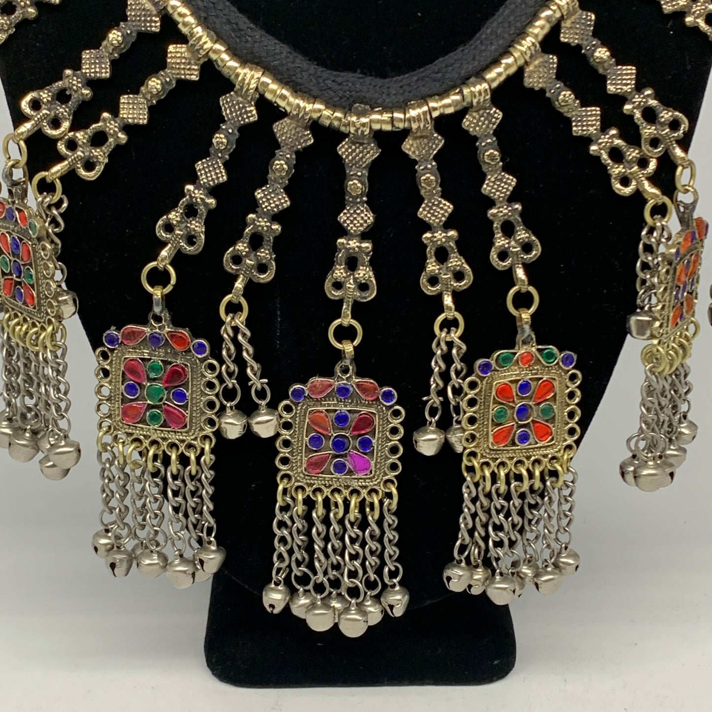 205g, 17" Kuchi Turkmen Choker Necklace Multi-Color Tribal Gypsy Beho,B14164