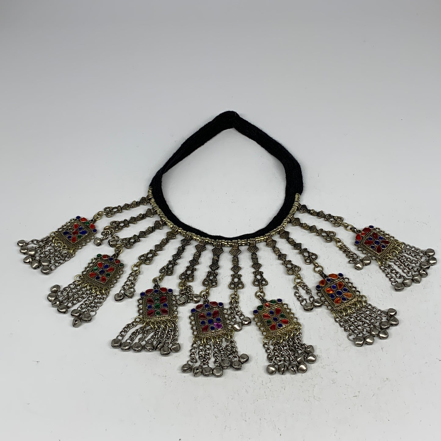 205g, 17" Kuchi Turkmen Choker Necklace Multi-Color Tribal Gypsy Beho,B14164
