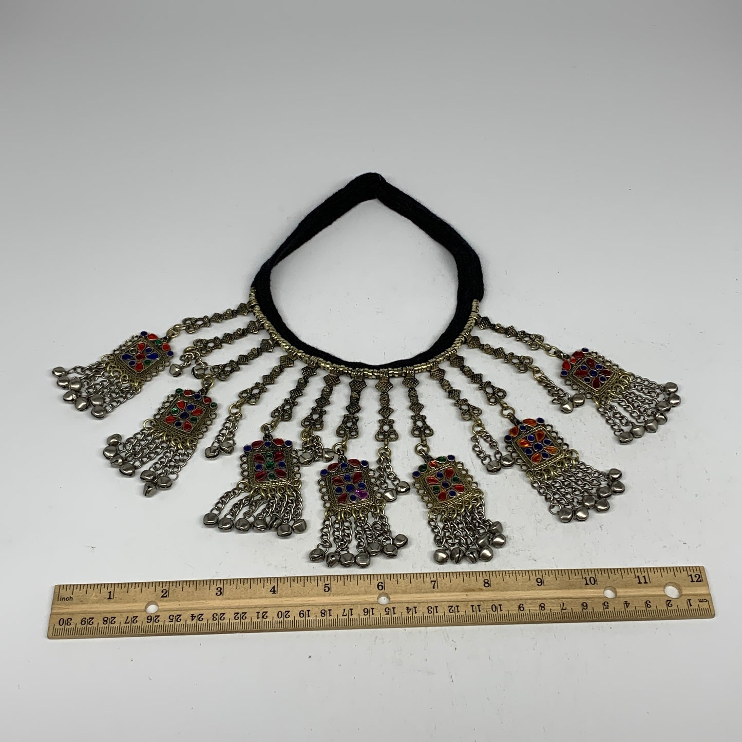 205g, 17" Kuchi Turkmen Choker Necklace Multi-Color Tribal Gypsy Beho,B14164