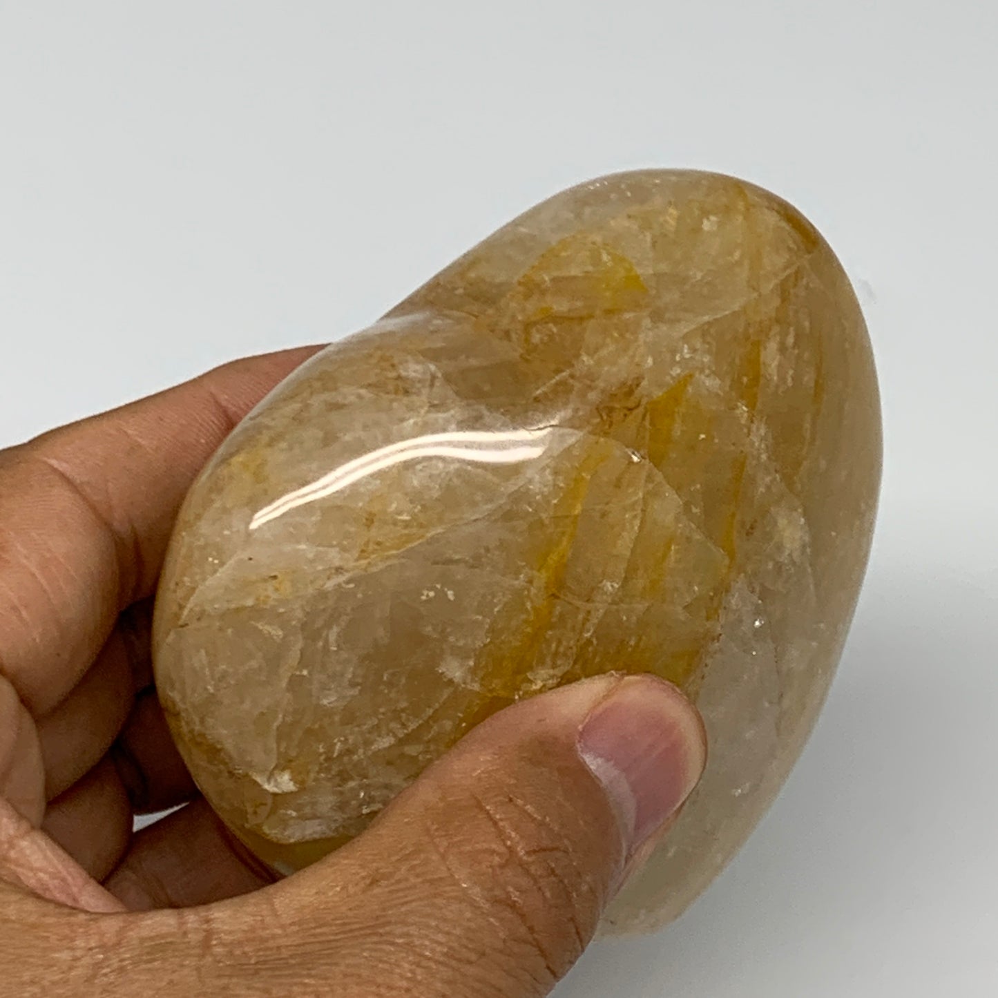 340.7g, 3"x3.3"x1.7" Yellow Healing Quartz Heart Crystal @Madagascar, B21186