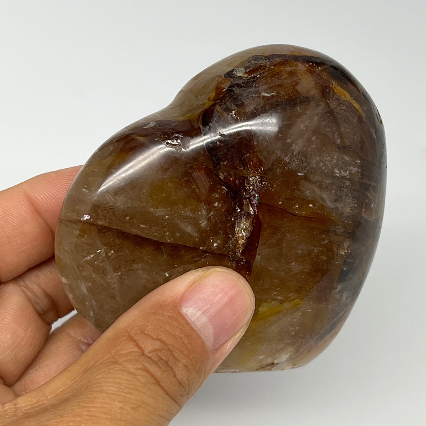 248.9g,2.9"x3.2"x1.2" Fire Quartz Heart Red Hematoid Crystal @Madagascar, B19643