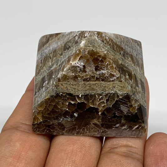 73.3g, 1.4"x1.7"x1.7" Chocolate/Gray Onyx Pyramid Gemstone @Morocco, B18997