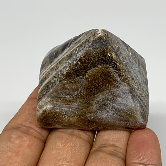86.1g, 1.5"x1.9"x1.7" Chocolate/Gray Onyx Pyramid Gemstone @Morocco, B18998