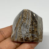 86.1g, 1.5"x1.9"x1.7" Chocolate/Gray Onyx Pyramid Gemstone @Morocco, B18998