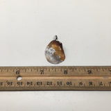 Agate Druzy Half Slice Geode Drilled plated Pendant Brazil,Free 18" Chain, Bp643