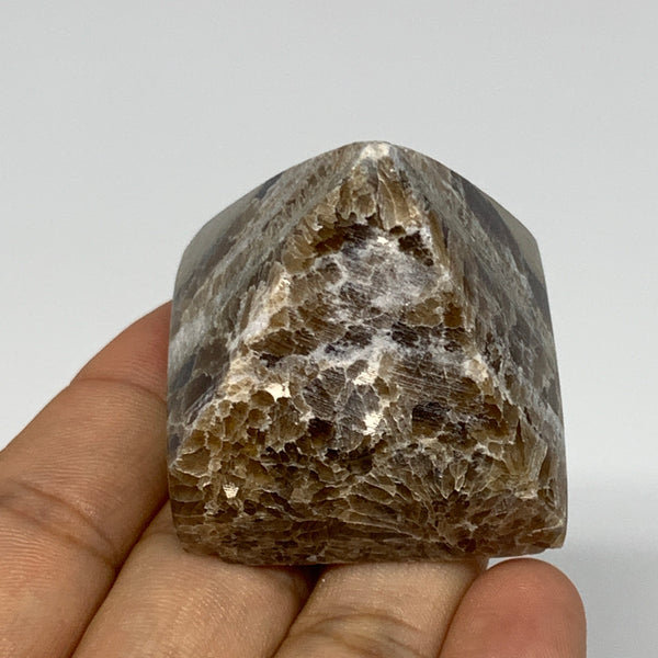 70.1g, 1.5"x1.6"x1.6" Chocolate/Gray Onyx Pyramid Gemstone @Morocco, B19001