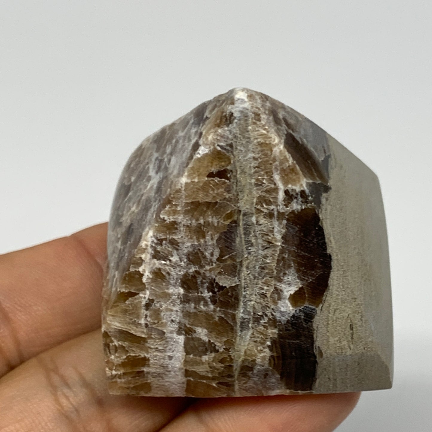 70.1g, 1.5"x1.6"x1.6" Chocolate/Gray Onyx Pyramid Gemstone @Morocco, B19001