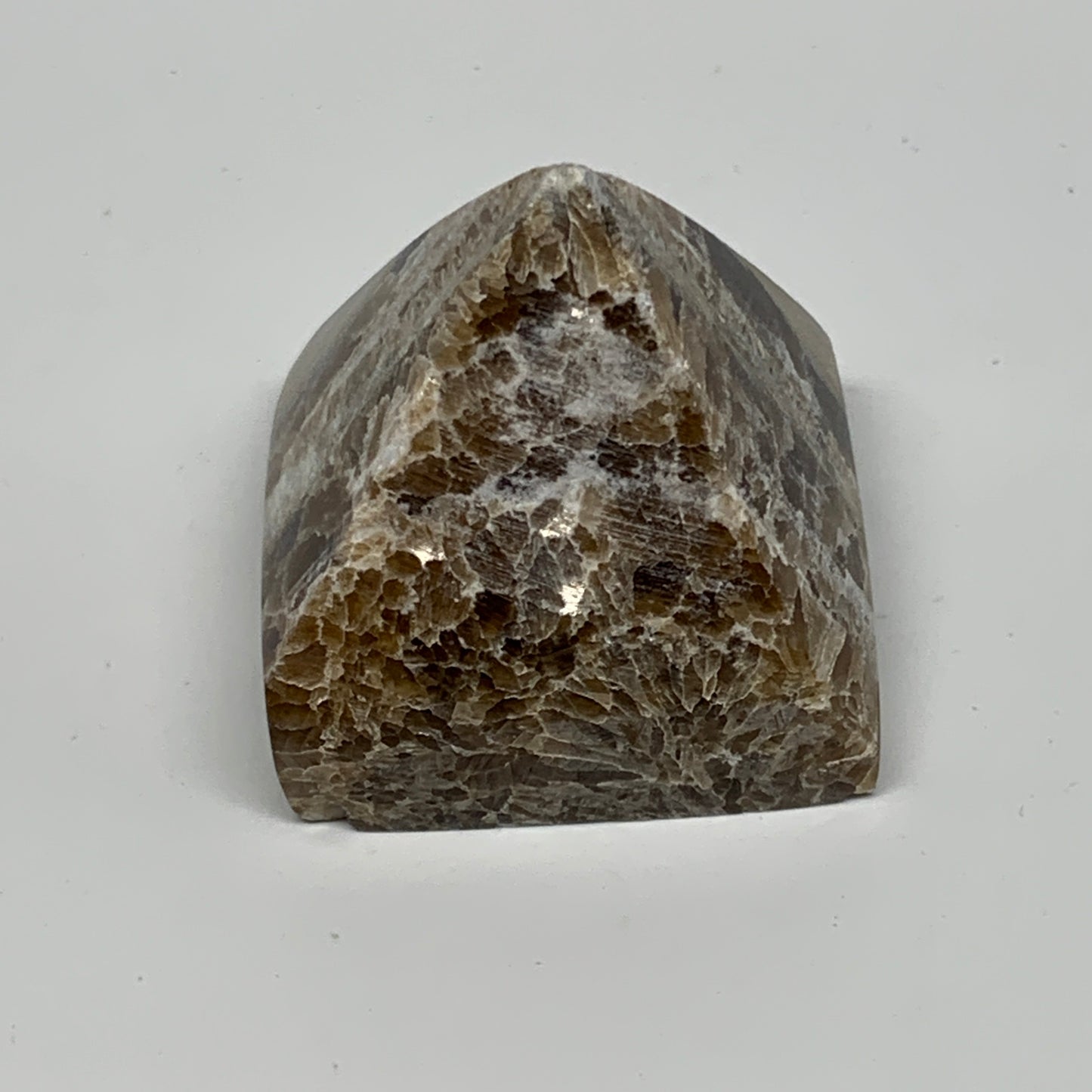 70.1g, 1.5"x1.6"x1.6" Chocolate/Gray Onyx Pyramid Gemstone @Morocco, B19001