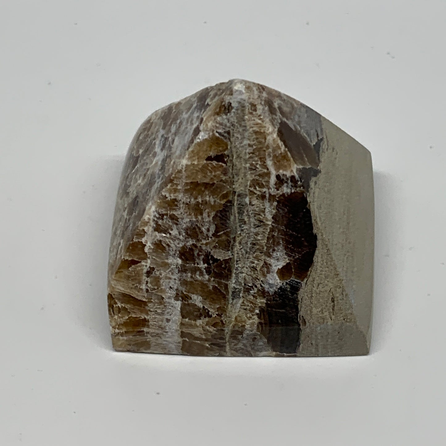 70.1g, 1.5"x1.6"x1.6" Chocolate/Gray Onyx Pyramid Gemstone @Morocco, B19001