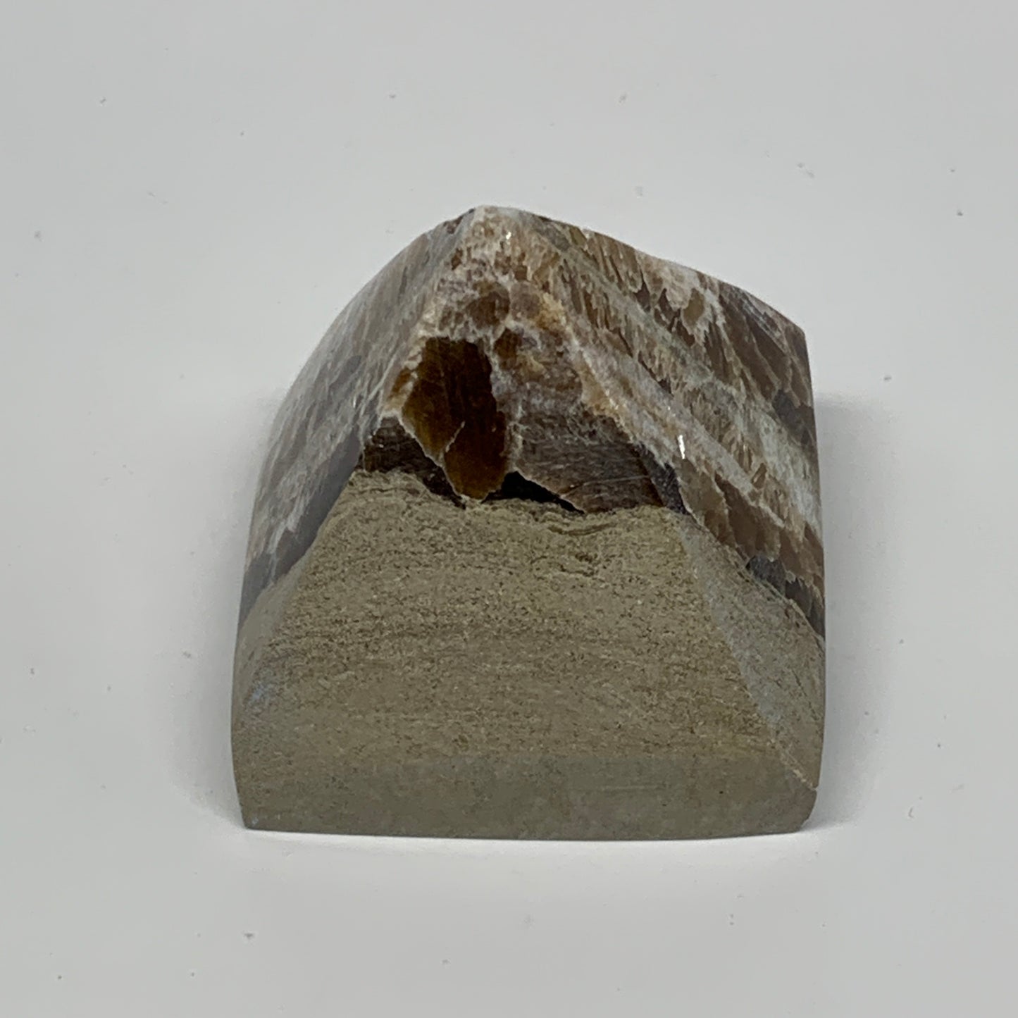 70.1g, 1.5"x1.6"x1.6" Chocolate/Gray Onyx Pyramid Gemstone @Morocco, B19001