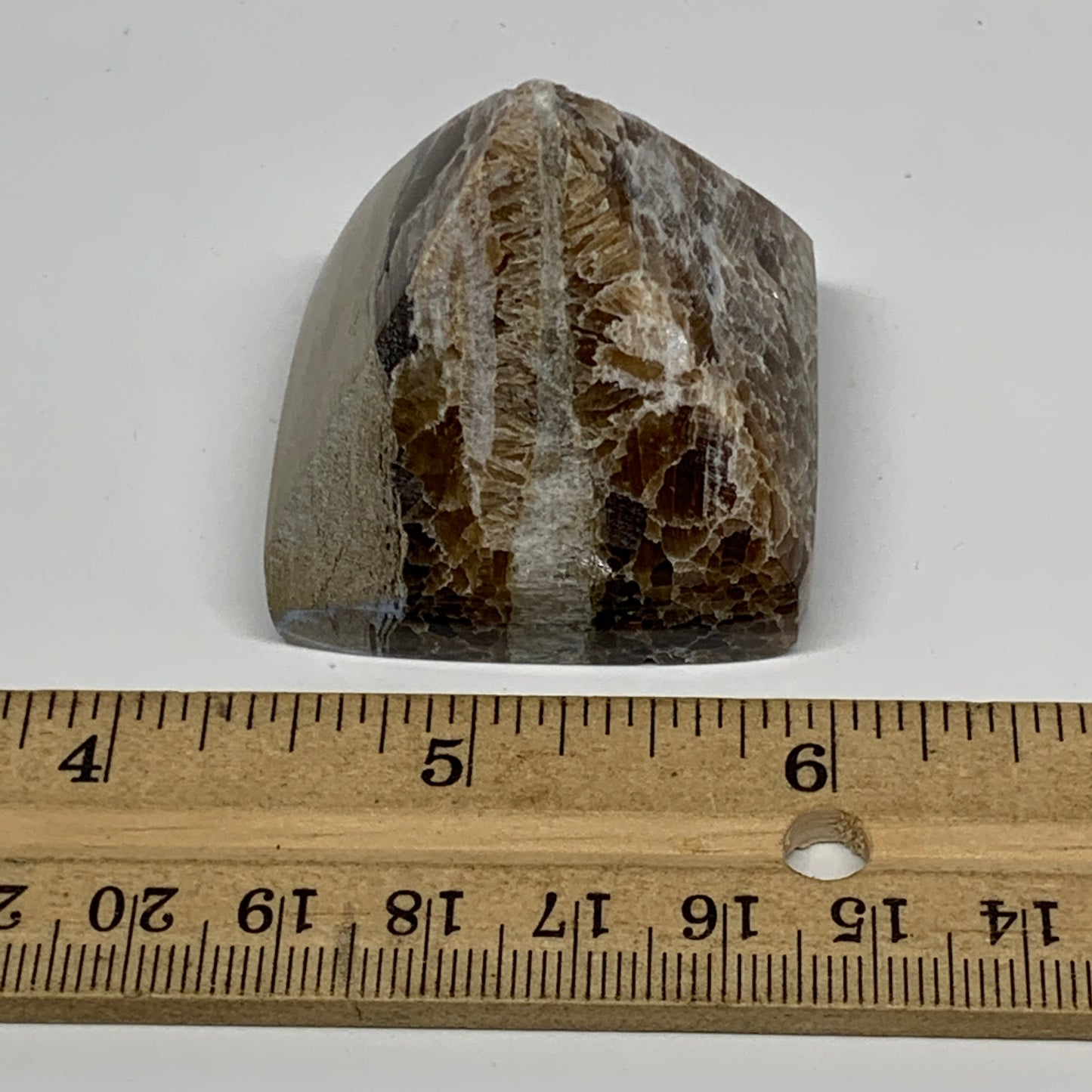 70.1g, 1.5"x1.6"x1.6" Chocolate/Gray Onyx Pyramid Gemstone @Morocco, B19001