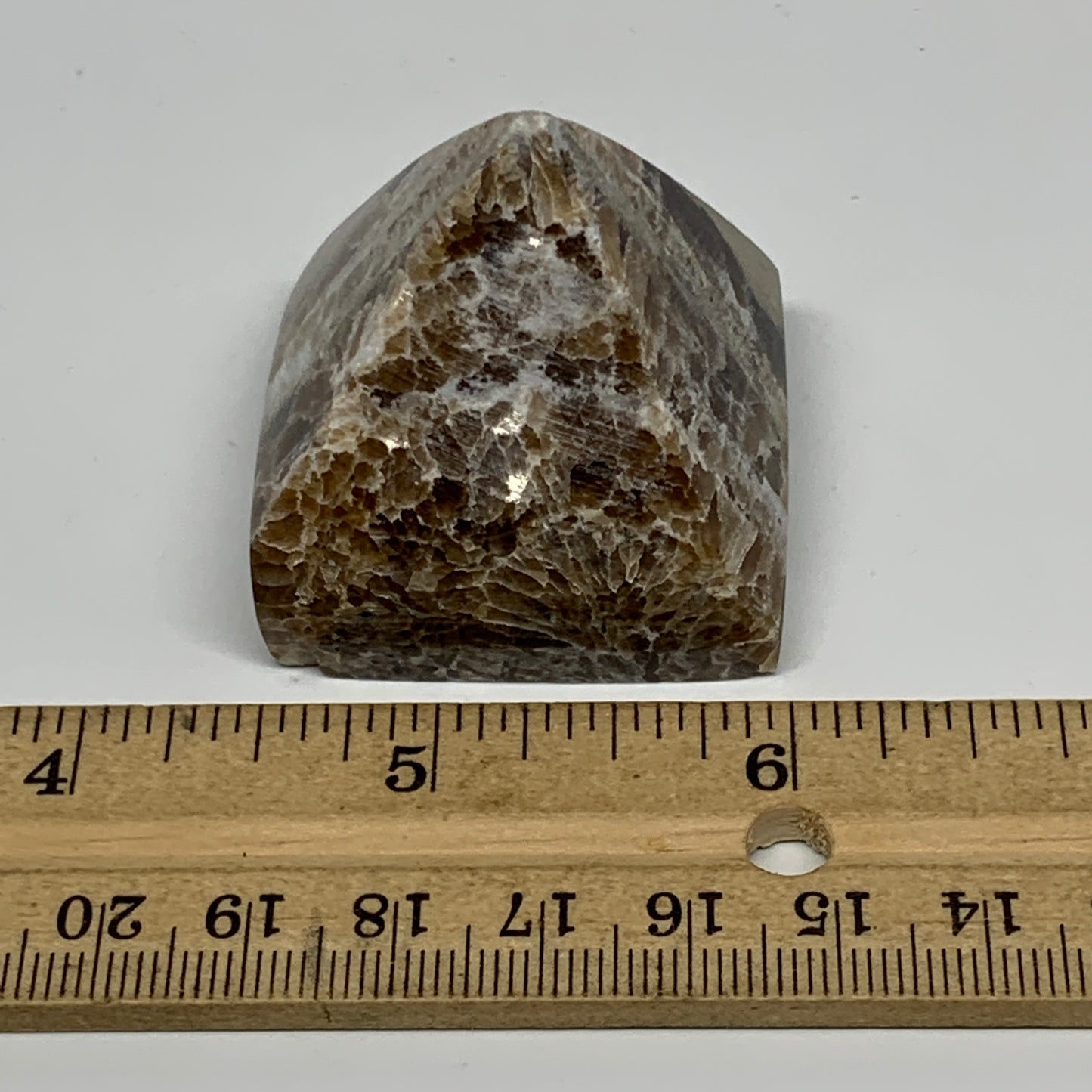 70.1g, 1.5"x1.6"x1.6" Chocolate/Gray Onyx Pyramid Gemstone @Morocco, B19001