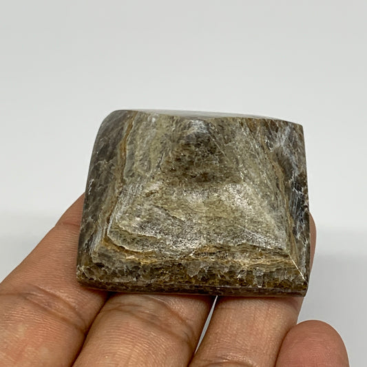 51g, 1"x1.7"x1.6" Chocolate/Gray Onyx Pyramid Gemstone @Morocco, B19003