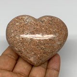 181.5g,2.4"x2.9"x1.3", Pink Peach Moonstone Heart Crystal Polished Reiki,B17467