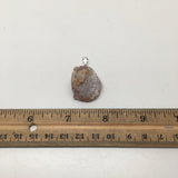 Agate Druzy Half Slice Geode Drilled plated Pendant Brazil,Free 18" Chain, Bp647