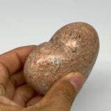 181.5g,2.4"x2.9"x1.3", Pink Peach Moonstone Heart Crystal Polished Reiki,B17467