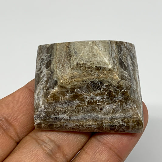 50.2g, 1.1"x1.6"x1.5" Chocolate/Gray Onyx Pyramid Gemstone @Morocco, B19004