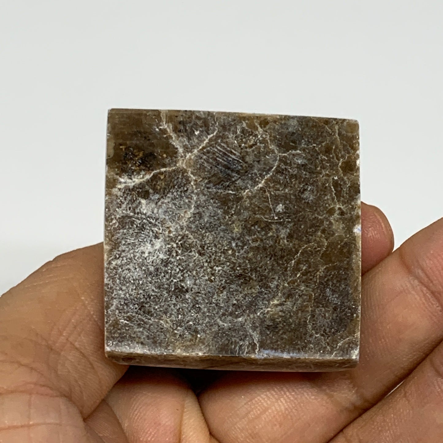 50.2g, 1.1"x1.6"x1.5" Chocolate/Gray Onyx Pyramid Gemstone @Morocco, B19004