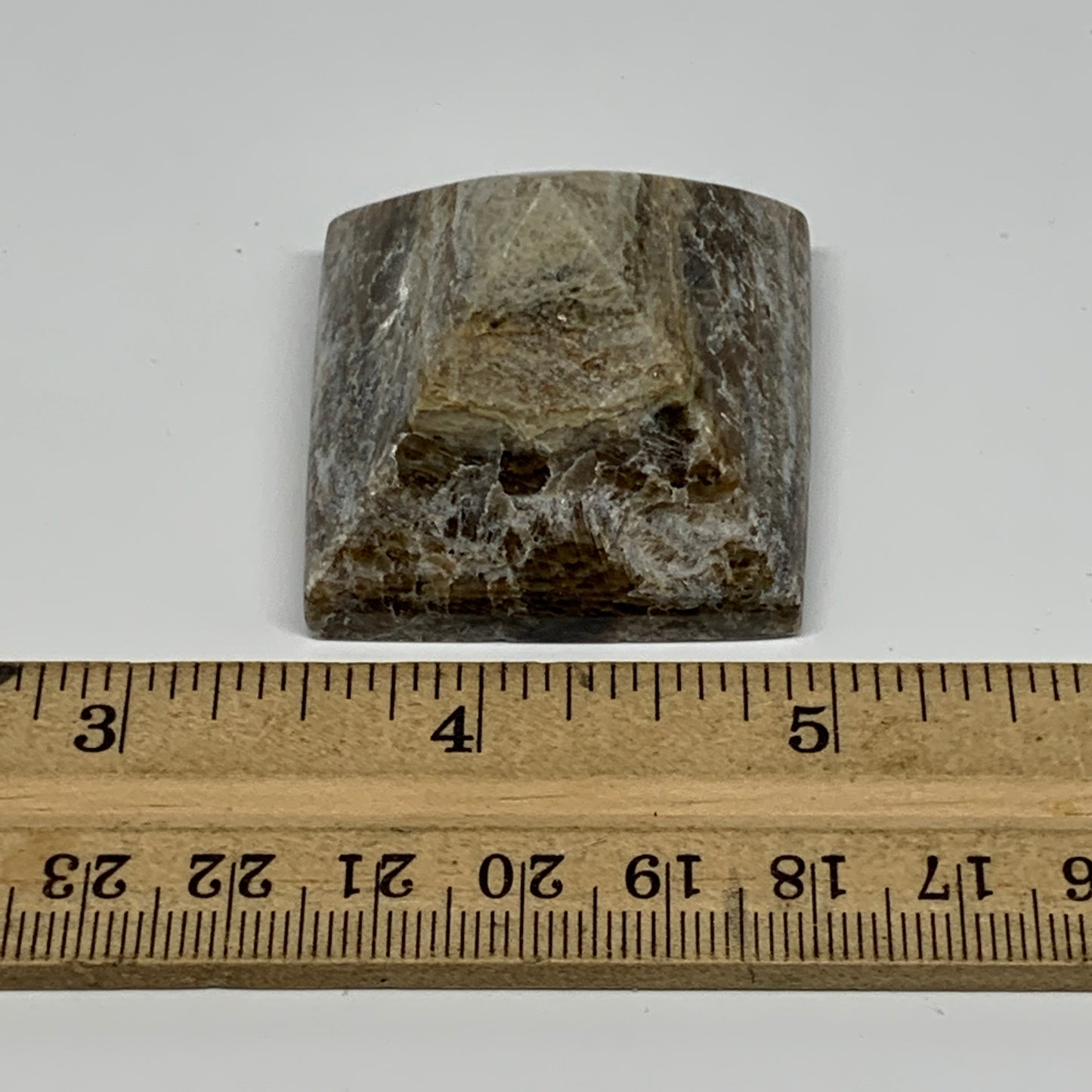 50.2g, 1.1"x1.6"x1.5" Chocolate/Gray Onyx Pyramid Gemstone @Morocco, B19004