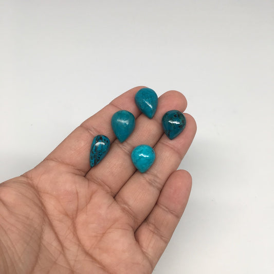 42.5 cts, 5pcs, Natural Teardrop Flat Bottom Chrysocolla Cabochons @Mexico,Lot25 - watangem.com