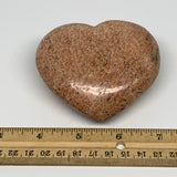 305.8g,2.9"x3.3"x1.5", Pink Peach Moonstone Heart Crystal Polished Reiki,B17468