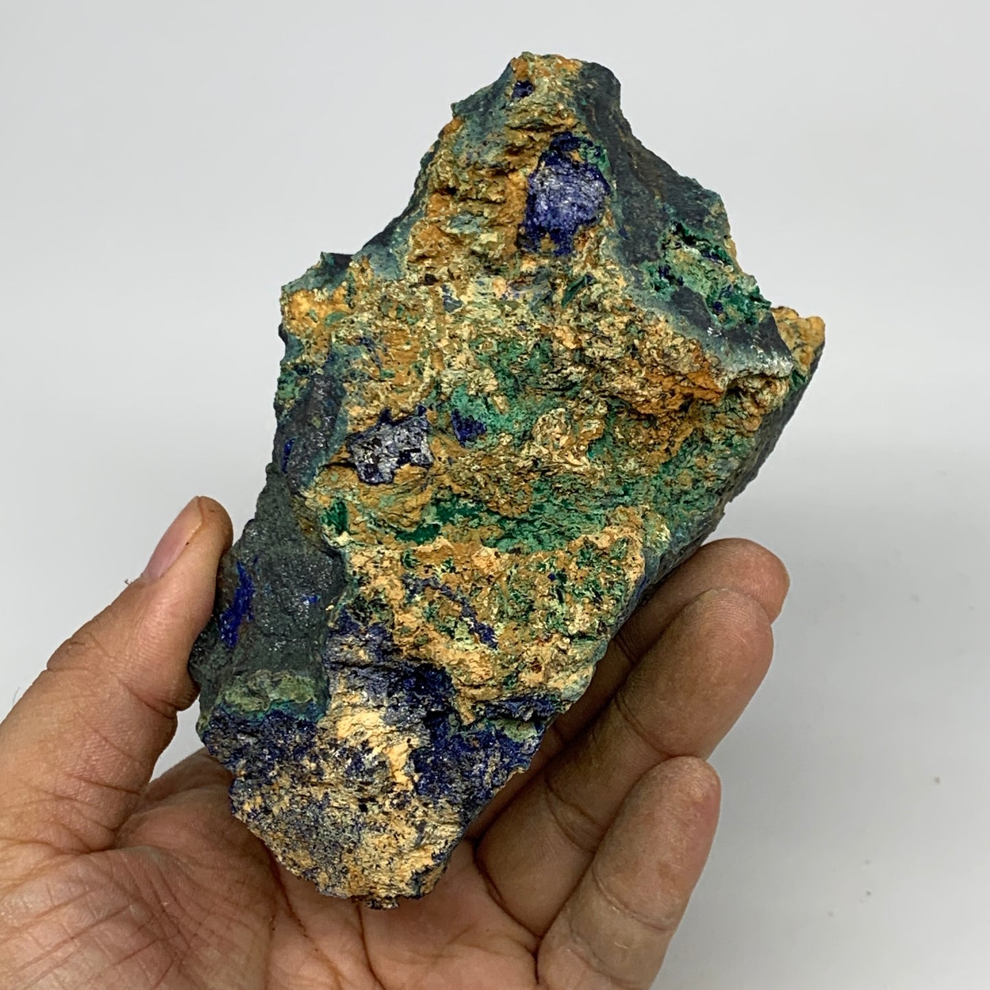 636g, 4.6"x2.4"x2.8", Rough Azurite Malachite Mineral Specimen @Morocco, B10920