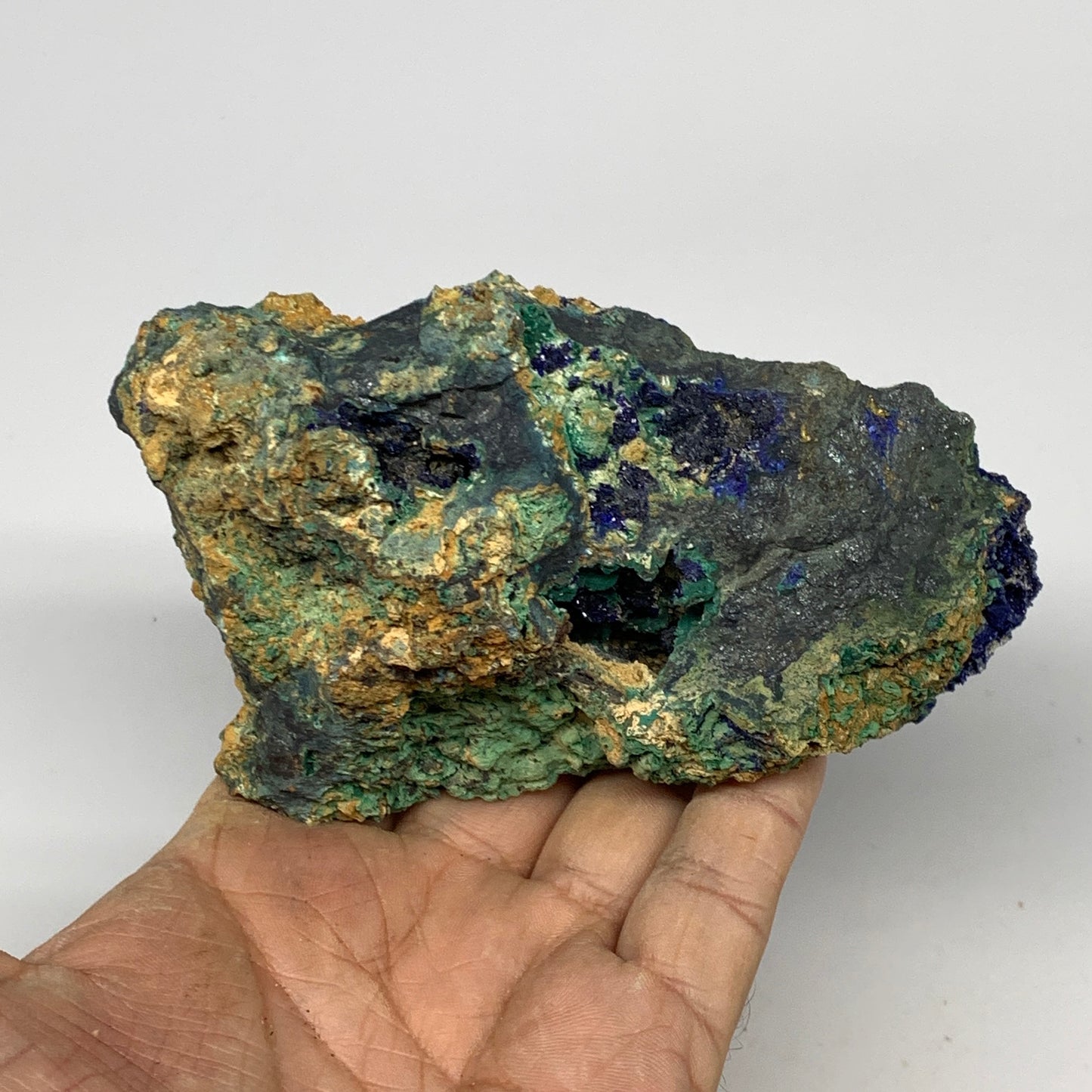636g, 4.6"x2.4"x2.8", Rough Azurite Malachite Mineral Specimen @Morocco, B10920