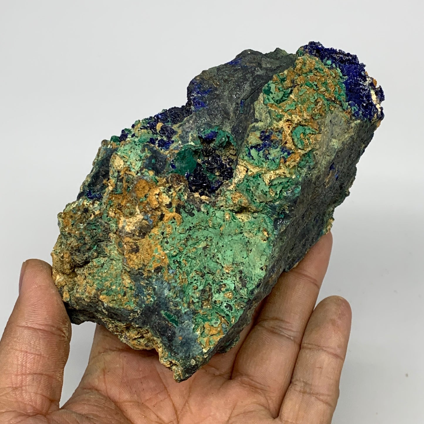 636g, 4.6"x2.4"x2.8", Rough Azurite Malachite Mineral Specimen @Morocco, B10920
