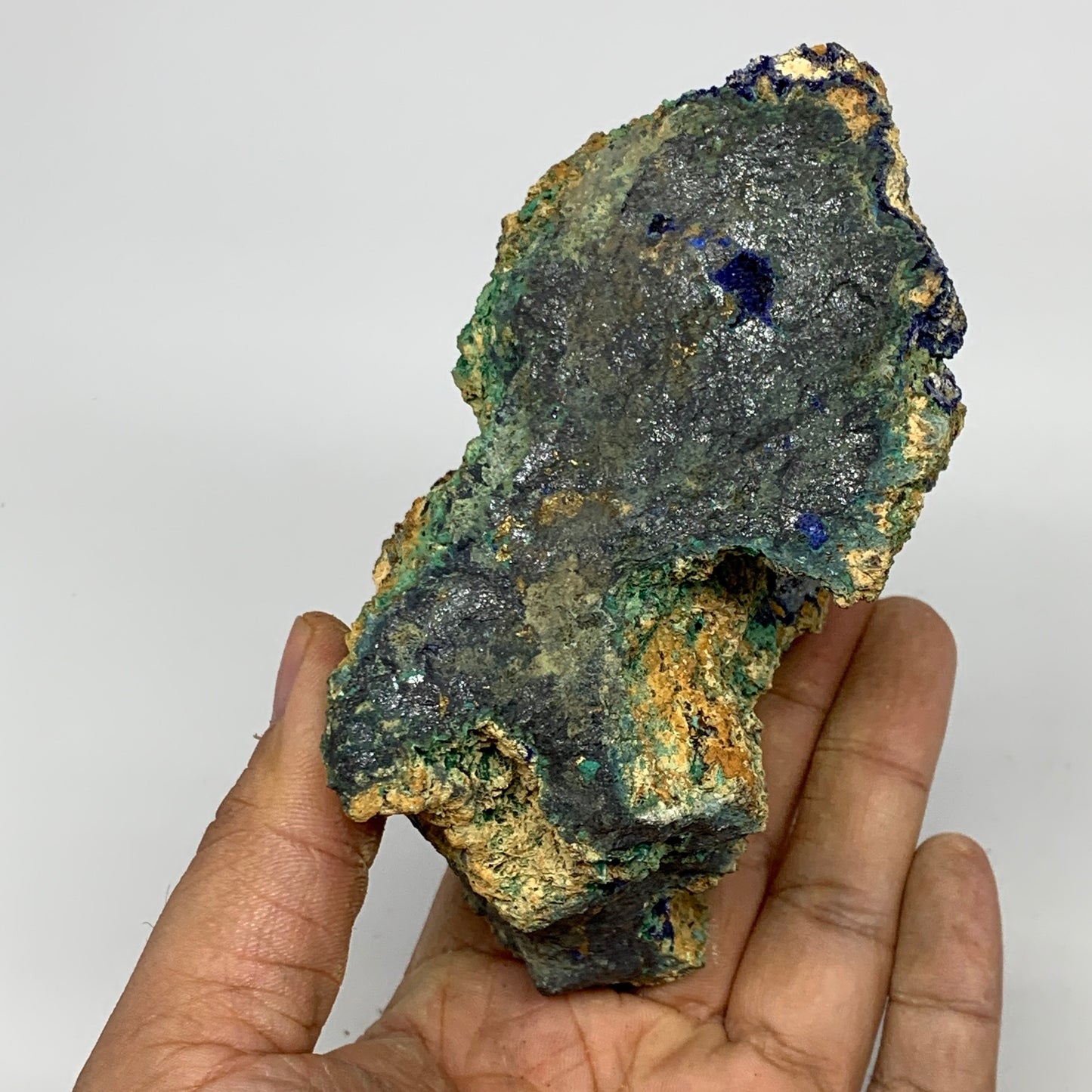 636g, 4.6"x2.4"x2.8", Rough Azurite Malachite Mineral Specimen @Morocco, B10920
