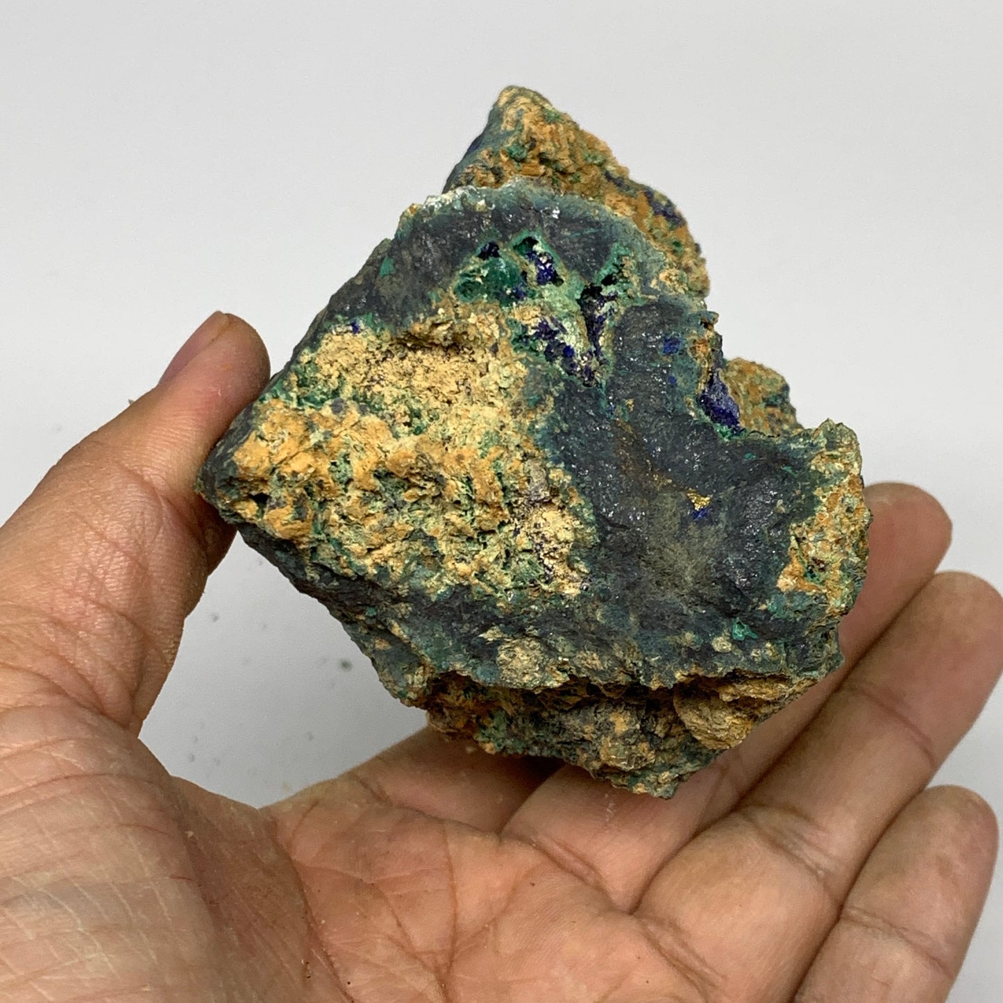 636g, 4.6"x2.4"x2.8", Rough Azurite Malachite Mineral Specimen @Morocco, B10920