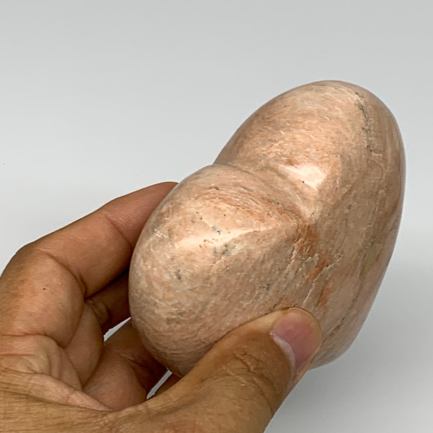 340.1g,3.1"x3.5"x1.5", Pink Peach Moonstone Heart Crystal Polished Reiki,B17469