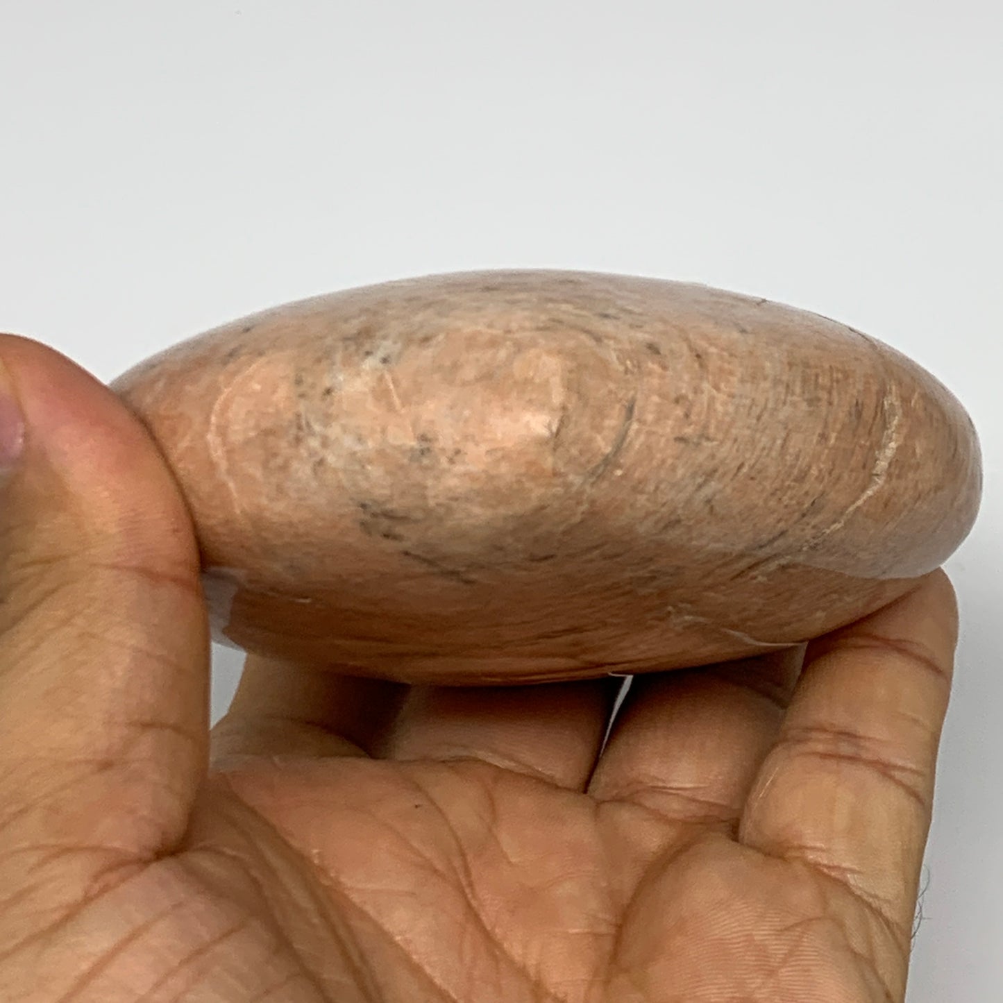 340.1g,3.1"x3.5"x1.5", Pink Peach Moonstone Heart Crystal Polished Reiki,B17469