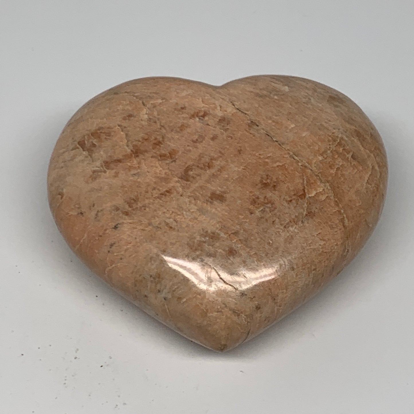 340.1g,3.1"x3.5"x1.5", Pink Peach Moonstone Heart Crystal Polished Reiki,B17469
