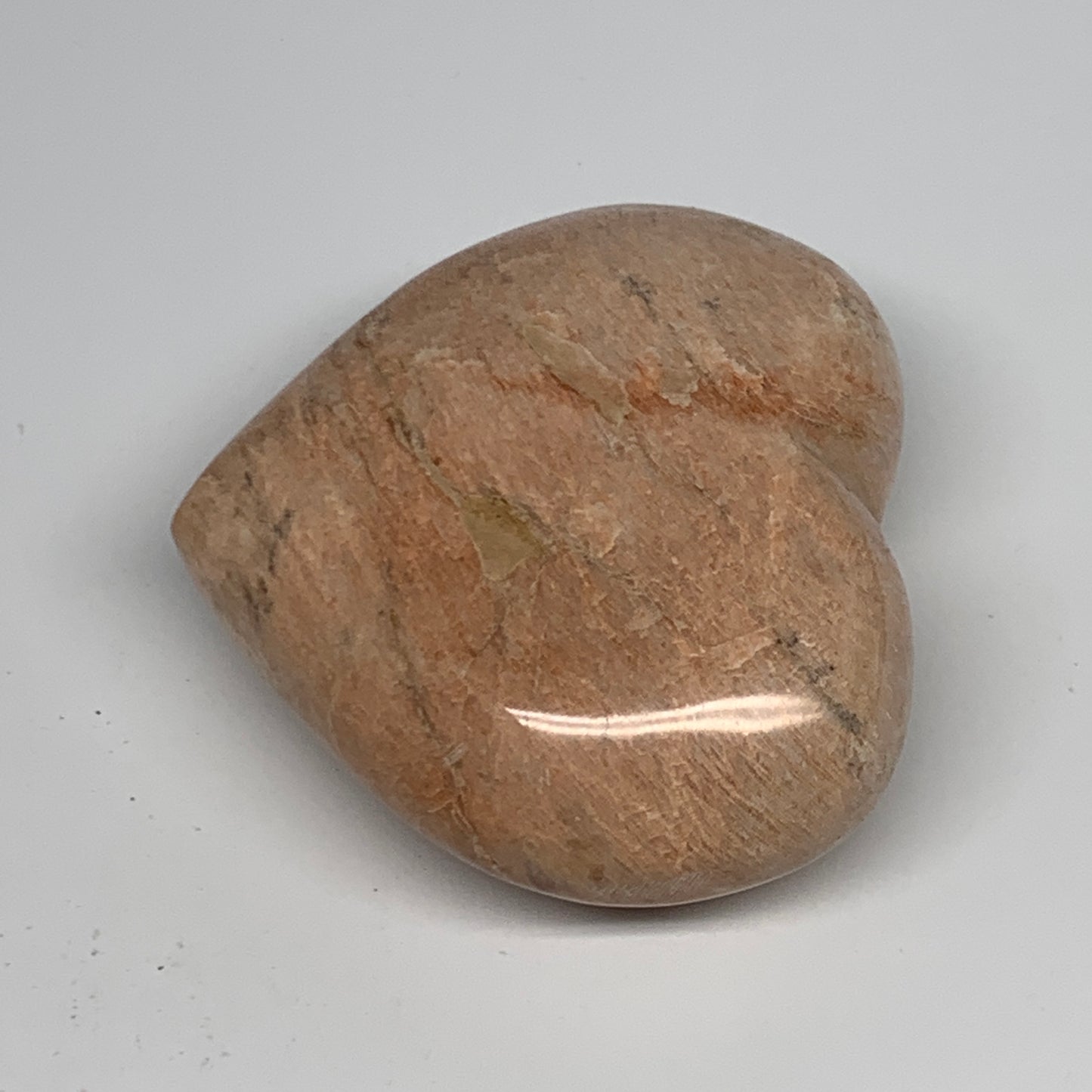 340.1g,3.1"x3.5"x1.5", Pink Peach Moonstone Heart Crystal Polished Reiki,B17469