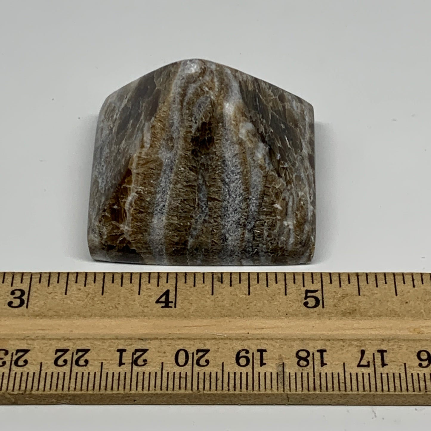 62.3g, 1.3"x1.7"x1.5" Chocolate/Gray Onyx Pyramid Gemstone @Morocco, B19006
