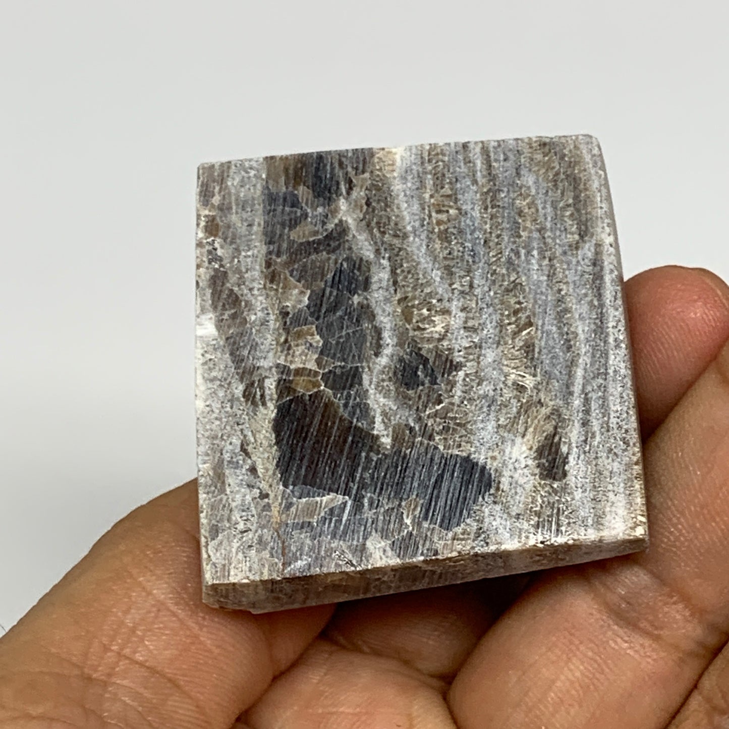 55.8g, 1.2"x1.6"x1.6" Chocolate/Gray Onyx Pyramid Gemstone @Morocco, B19007