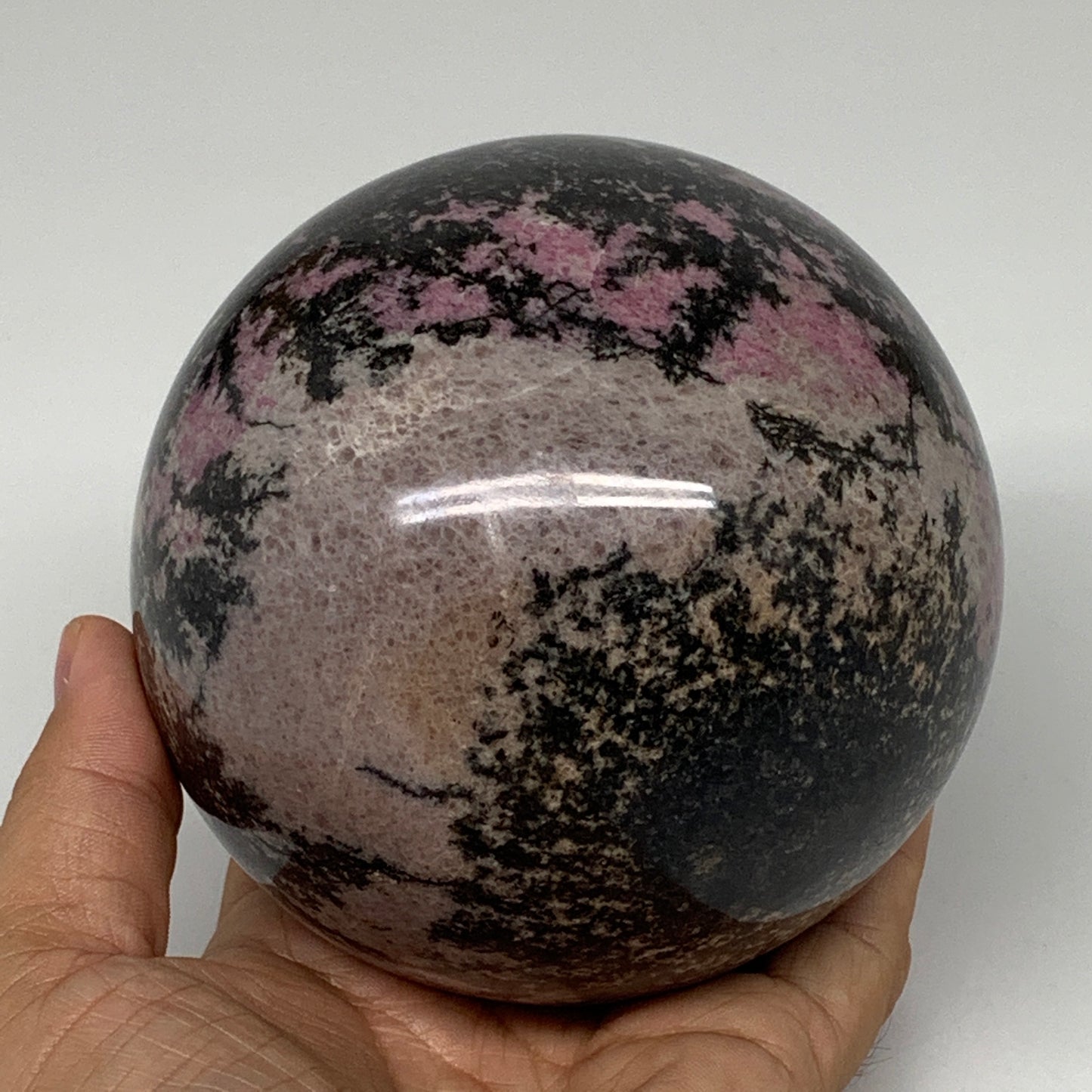 1980g, 3.9" (99mm) Natural Untreated Rhodonite Sphere Ball @Madagascar, B4665
