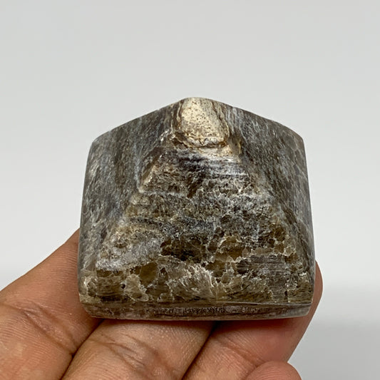 72.2g, 1.4"x1.7"x1.7" Chocolate/Gray Onyx Pyramid Gemstone @Morocco, B19008